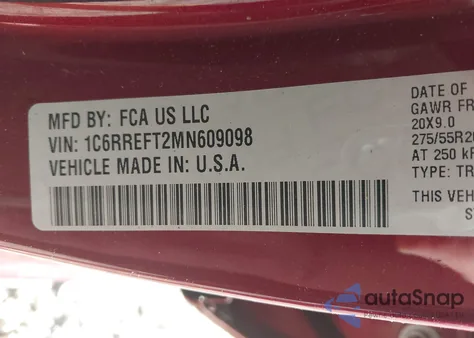 2021 Ram 1500 Big Horn 4X2 5'7 Box из США, поврежденный, VIN 1C6RREFT2MN609098